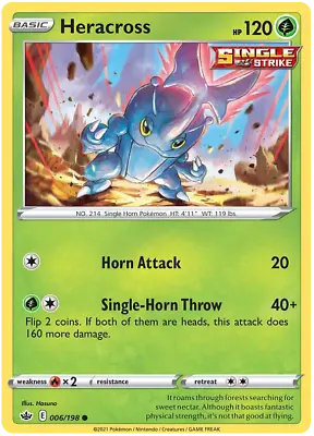 $0.99 • Buy Heracross Chilling Reign 006/198 Pokemon TCG Card NM/M Regular Common