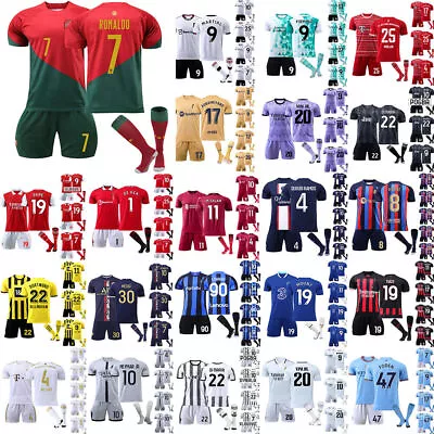 Football Training Kits For Kids Boy Girl Tracksuit Set Jersey Shirt+Shorts+Socks • £11.76