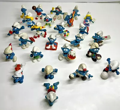 Vintage Schleich Smurf Figures Late 70's/80's LOT Of 25 AS IS (C) • $30