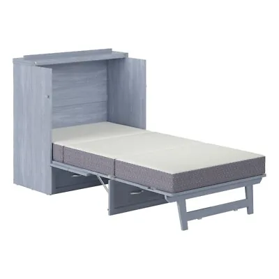 Northfield Twin XL Solid Wood Modern Murphy Bed Chest With Mattress In Driftwood • $1036.57
