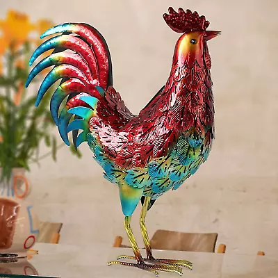 Solar Metal Rooster Animal Lights Garden Sculptures Art Outdoor Chicken Statue • $61.78