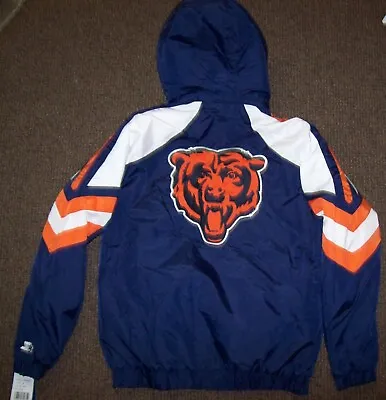 Bears Jacket Chicago Starter NFL PRO LINE Hooded Winter Jacket 2X  BLUE • $135
