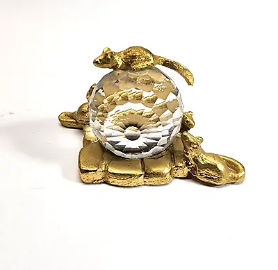 Miniature Crystal Ball Gold Mice Figures  1.5  Exquisite WAP Watson UK • $14