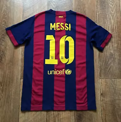 FC Barcelona 2014 2015 Lionel Messi Home Football Soccer Jersey Nike Boys YXL • $45