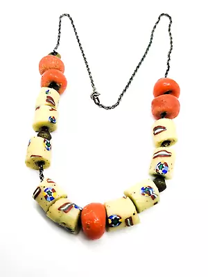 African Trade Beads Antique Venetian Murano Millefiori Glass Beaded Necklace • $60