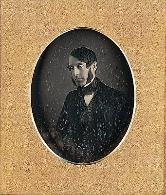 Handsome Gentleman With Long Sideburns Looking Away 1/6 Plate Daguerreotype S857 • $215