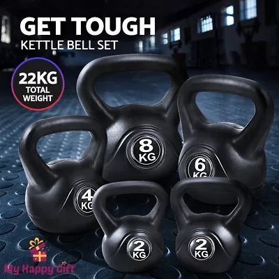 Everfit 22kg Kettlebell Set Kettle Bell Bells Kit Weight Fitness Exercise • $68.03