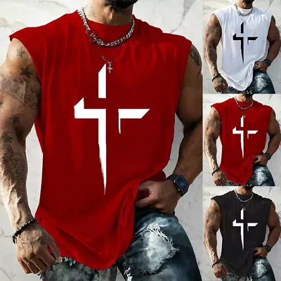 Mens Gym Sport Tank Vest Tops Sleeveless Bodybuilding Fitness Muscle Tee T-shirt • $12.94