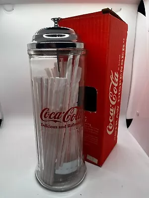 Vintage Coca Cola Straw Dispenser Glass Holder Jar Coke Bottle Soda Drink Diner • $25