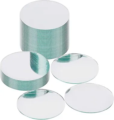 Belle Vous Round Wall Mirror Tiles (50 Pack) - Mirror Glass Tiles For DIY Crafts • £14.49