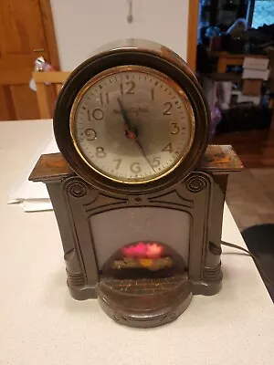 Vintage MasterCrafters Fireplace Clock Lights Animated Motion  No. 272 Working • $49.99