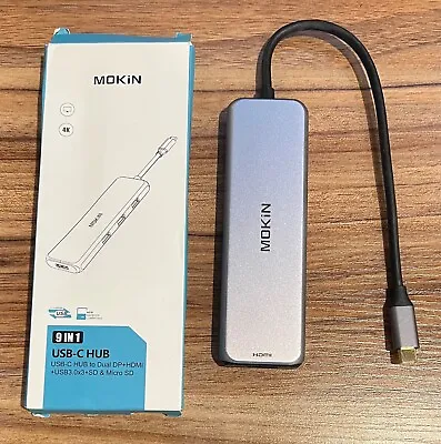 Mokin 9 In 1 USB-C Hub To Dual DP+ HDMI + USB3.0X3+SD & Micro SD MOUC2903 • $19.99