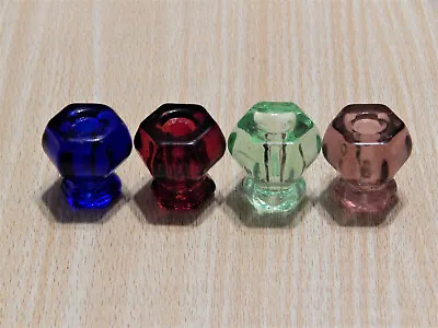 Vintage Glass Knobs For Cabinets Furniture Drawers Hexagonal Medium • $6.48