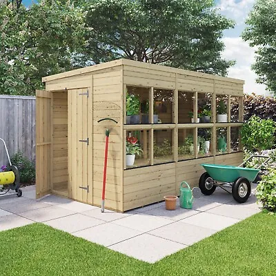 BillyOh Wooden Potting Shed Pent Greenhouse Shelving 8x6-16x6 Garden Plant Store • £828