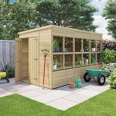 £1580 • Buy Wooden Potting Shed Pent Greenhouse Shelving Outdoor 8x6-16x6 Garden Plant Store