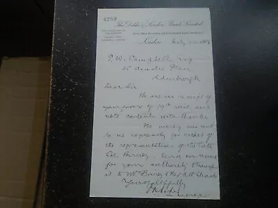 £5 • Buy 1904 The Delhi London Bank Lmited, Hand Written, Signed Letter
