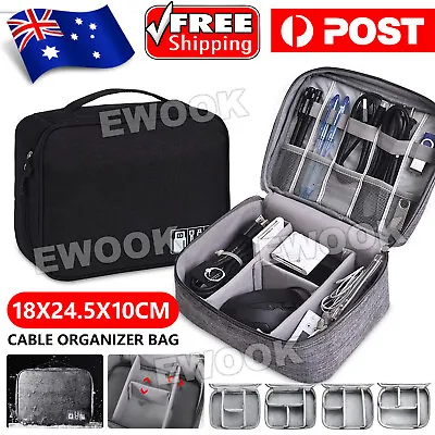 $14.85 • Buy Cable Organizer Bag Charger USB Electronic Accessories Storage Travel Case AU