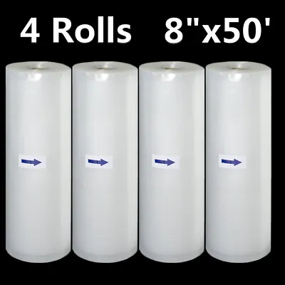 4 Rolls 8 X50' Embossed Vacuum Sealer Bag Food Saver Storage Kitchen 4 Mil 200Ft • $34.91