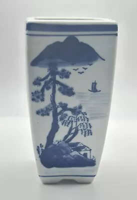 Vintage Chinese White And Blue Vase / Vintage Home Decoration Bamboo Vase Flower • $19