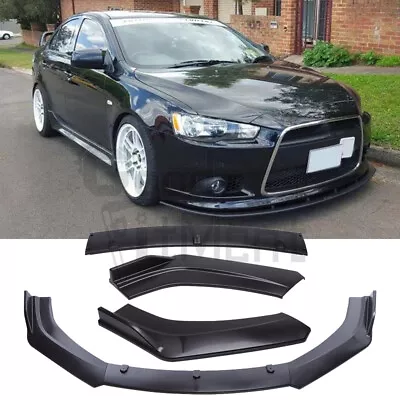 For Mitsubishi Lancer 2002-17 3PC Front Bumper Lip Splitter Spoiler Matte Black • $87.27