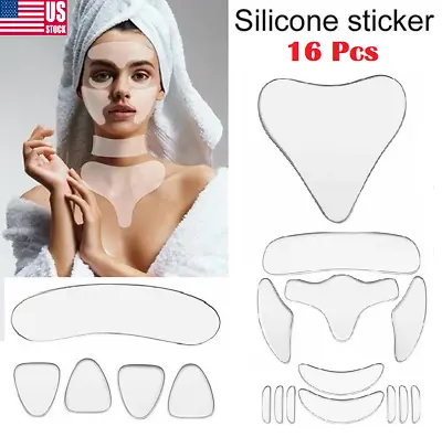 $8.90 • Buy 16Pcs Reusable Anti Wrinkle Facial Silicone Pad Set Anti Aging Patch Skin Care