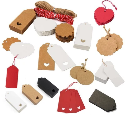£6.19 • Buy 50/100 Christmas Kraft Paper Gift Tags Price Wedding Scallop Label Blank Luggage