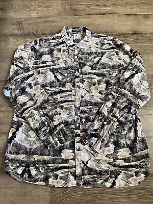 EUC Mens Marc Ecko Cut & Sew Dirt Bike Camo Lake Print Button Up Cotton Size 2XL • $29.99