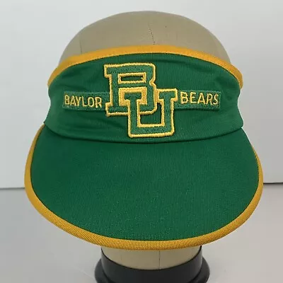 Vintage Baylor University Visor Hat Cap Bears Patch Adjustable Green Gold Yellow • $24.99