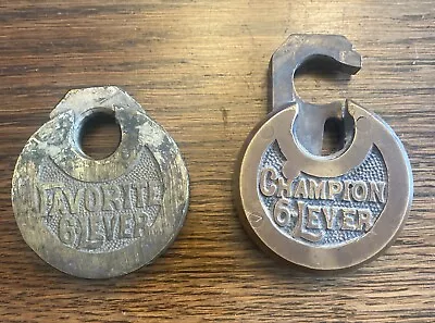 Antique Vintage Champion & Favorite 6 Lever Eagle Padlocks Brass 2 Locks • $48