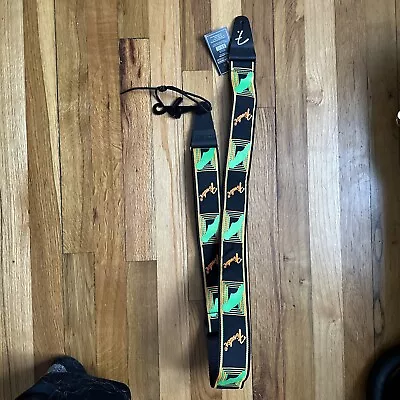 Genuine Fender Neon Monogrammed Guitar Strap Green And Orange 2  Wide • $16.05