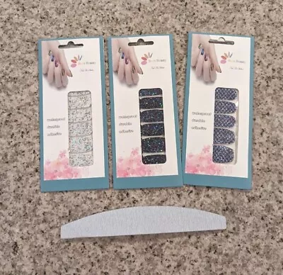 BornBeauty Nail Stickers Full Cover Nail Art Wraps 3 Pack With Stick • $7.99