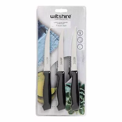 NEW WILTSHIRE LASER STEAK KNIVES 6 PIECE Pointed Tip Knife Set Cutlery Edge • $24.95