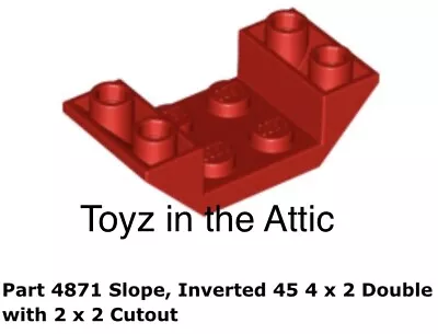 Lego 1x 4871 Red Slope Inverted 45 4 X 2 Double With 2 X 2 Cutout • $6.61