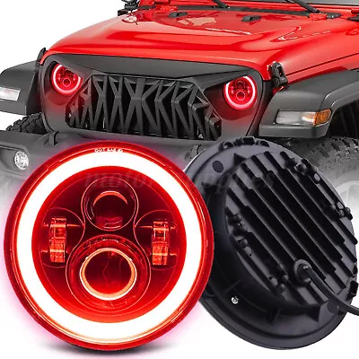 DRL 7 Inch Round Halo LED Headlight Red Turn Signal For Jeep Wrangler JK TJ LJ • $23.80