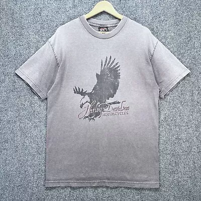 Vintage Harley Davidson Shirt Mens Large Gray Eagle Biker Motorcycle Wings Y2K • $27.85