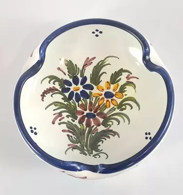 Mexican Talavera Hand Painted Trinket Dish Bowl Pottery White W Flowers Signed • $19