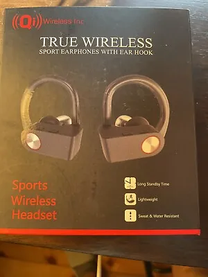 Wireless Sport Headphones With Ear Hook Black (in Box Unused) Noise Cancelling • $15