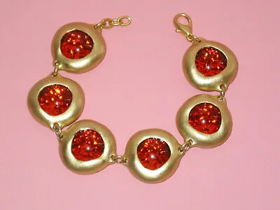 Designer DOLCE VITA Sparkling Orange / Red Inlaid Lucite Link Bracelet • $55.11