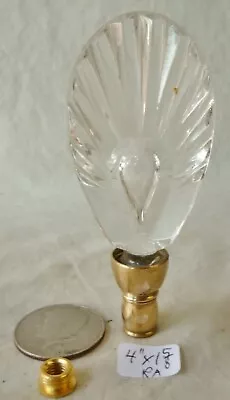 Lamp Finial Cut Crystal Glass & Brass 4  H X 1 5/8  W  RA  Extra Nice! • $29.99