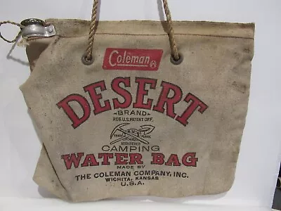 Vintage Coleman Travel Desert Water Bag Witchita KS Camping Burlap Original USA • $185.51