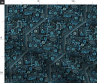 $18 • Buy Circuit Board, Blue, Black, Geek, Computer, Nerd, Spoonflower Fabric By The Yard