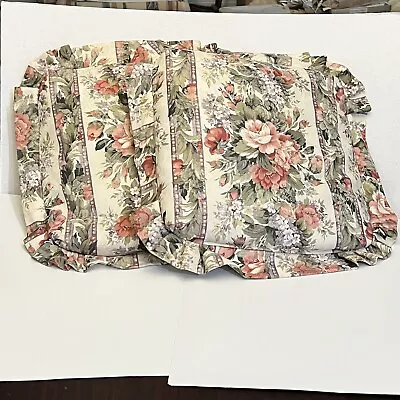 VTG COTTAGE FLORAL THROW PILLOWS RUFFLED Square 20  Set Of 2 - Victorian Roses • $39.99