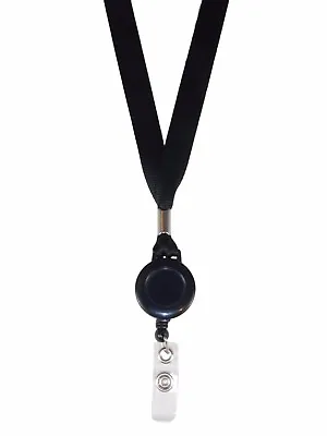 £2.49 • Buy Black ID Lanyard Neck Holder Strap String Cord Pass Retractable Reel Key Fob Tag