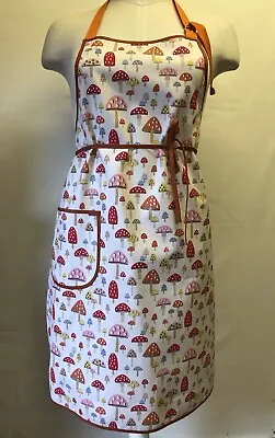 Cath Kidston Mushroom Apron Cotton Duck Canvas With Pocket Orange Trim Handmade • £20