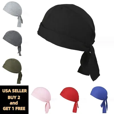 Solid Color Motorcycle Wrap Biker Du Do Black Doo Rag Head Skull Cap Durag • $3.89