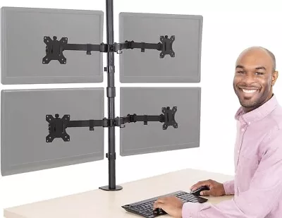 SHIPS SAME DAY 4 Monitor Mount Desk Stand | Height Quad Monitor Stand With Clamp • $129