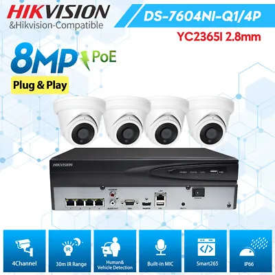 Hikvision 4CH Security Camera System Kit 8MP 4K Smart IR Camera Human Detect Lot • $266.76