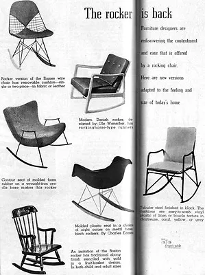 £23.30 • Buy Eames Molded Plastic Chair Rocker WIRE CHAIR Ole Wanscher 1953 Magazine Pages