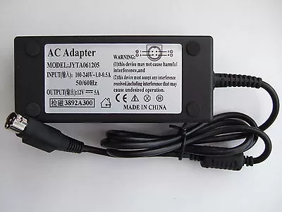 12V 5A AC Adapter For TV And Monitors (4 Pin Connector) & Mains Lead • £14.95