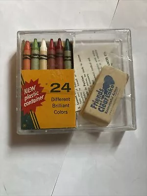 Vintage Crayola Crayons 24 In Original Box + Plastic Case Binney & Smith • $11.99